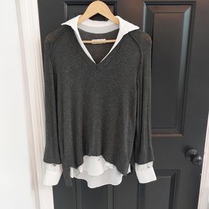 Distressed Chic Twofer Layered Blouse